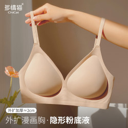 多情貓粉底膚液外擴漫畫胸內衣女無痕聚攏小胸顯大軟支撐文胸套裝
