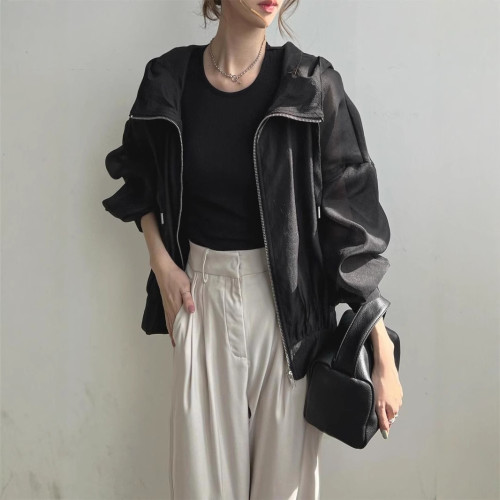 日系2025新款時尚輕薄連帽防曬衣服女夏季防紫外線遮陽防曬衫