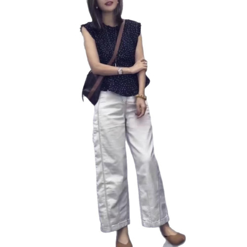 57772新大愛美依緣2025夏季新款洋氣減齡波點上衣休閒濶腿褲顯瘦