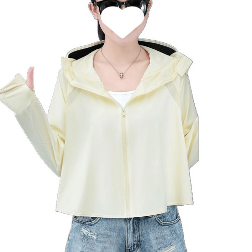 冰絲戶外防曬衣女款連帽防紫外線短款外套薄款夏季新款透氣外搭潮