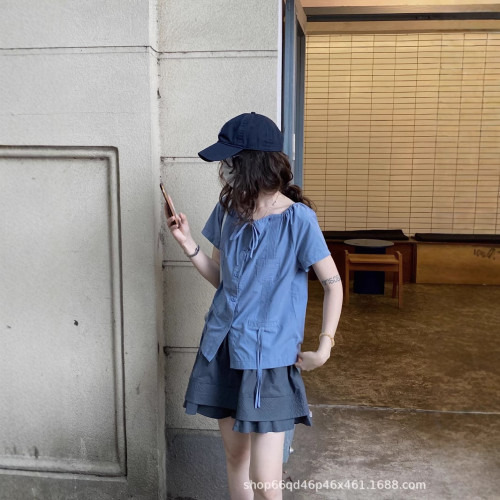 復古高腰半身裙女夏2025新款小個子絎縫下擺收褶a字短裙