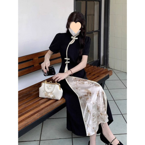 夏季2025新款大碼新中式女裝爆款高級復古裙子國風盤釦旗袍連衣裙