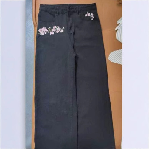 國風藍色濶腿牛仔褲春顯瘦軟牛仔高品質彈力直筒拖地長褲男