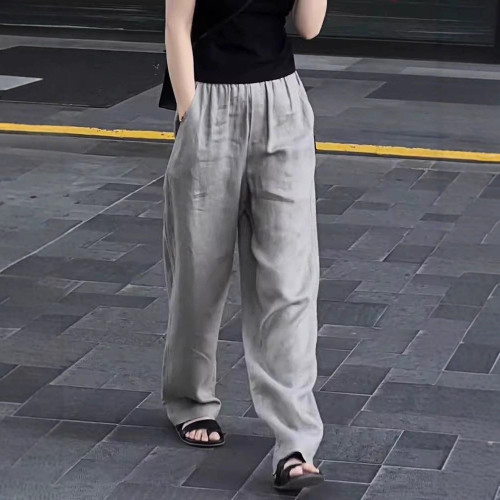 早秋新款歐貨韓版垂感濶腿褲女2025夏季薄款大碼胖mm小個子寬松顯