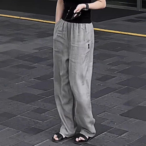早秋新款歐貨韓版垂感濶腿褲女2025夏季薄款大碼胖mm小個子寬松顯