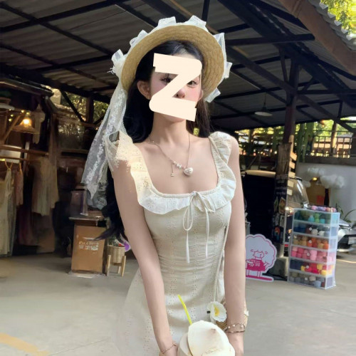 法式方領系帶2025夏季新款小蘿莉碎花小個子溫柔小衆收腰顯瘦短裙