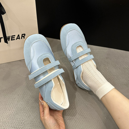 瑪麗珍女鞋2025夏季新款魔術貼雙帶軟底芭蕾舞鞋輕便舒適平底單鞋