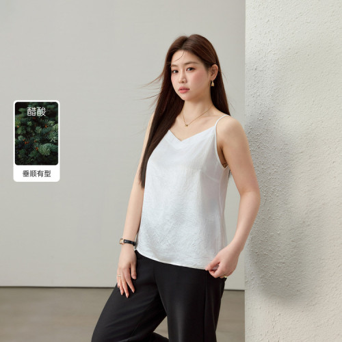 【100%醋酸】戀夏風清爽垂感背心吊帶纖莉秀大碼女裝胖mm夏裝新款