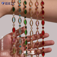 謎麗 超閃水晶玻璃手鏈輕奢高級感手飾不鏽鋼鍍18K金珠寶女式飾品