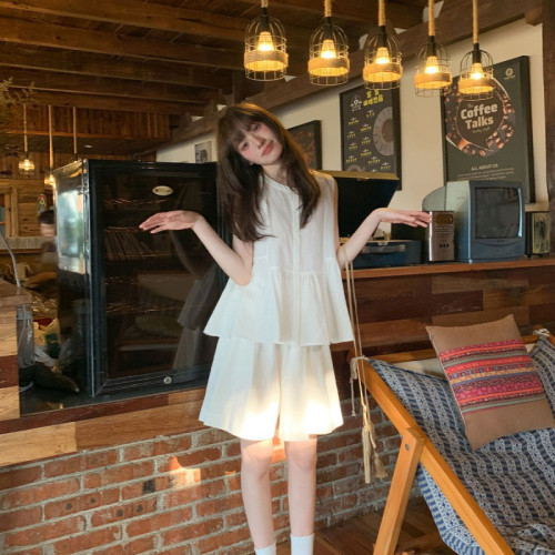 新款韓系甜美減齡娃娃衫裙褲時尚套裝女夏季高級感上衣褲子兩件套