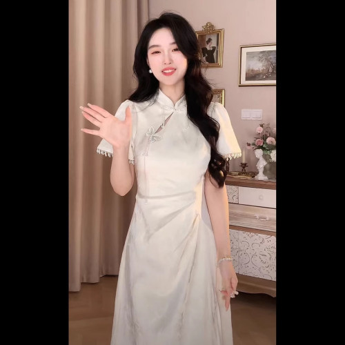 高級感新中式國風連衣裙女夏季新款高檔氣質顯瘦時尚修身旗袍長裙