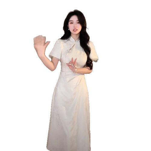 高級感新中式國風連衣裙女夏季新款高檔氣質顯瘦時尚修身旗袍長裙