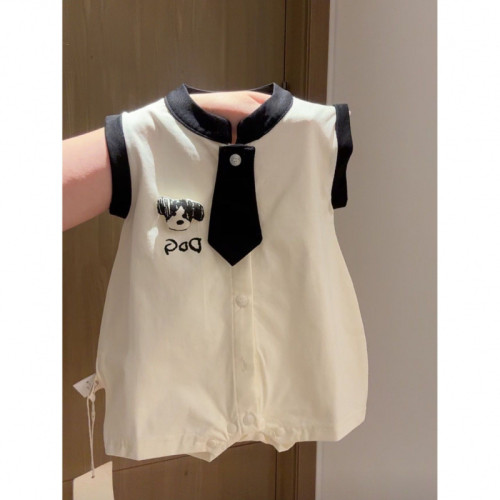 嬰兒衣服無袖背心哈衣夏季薄款兒卡通爬服無骨寶寶a類爬爬服