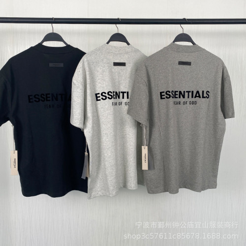2022SS 短袖T恤 黑植絨ESSENTIALS潮牌汗衫汗布T-Shirt