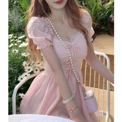 蝴蝶仙子裙子女夏顯瘦甜美公主裙夏季長短款仙氣短袖連衣裙