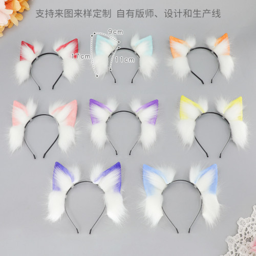 手作日系Lolita狼耳kc毛絨仿真狼耳朵髮箍漫展狐狼耳獸耳cos道具