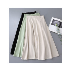 復古簡約高腰垂感西裝裙女2025春夏女裝寬鬆氣質小個子綠色半身裙