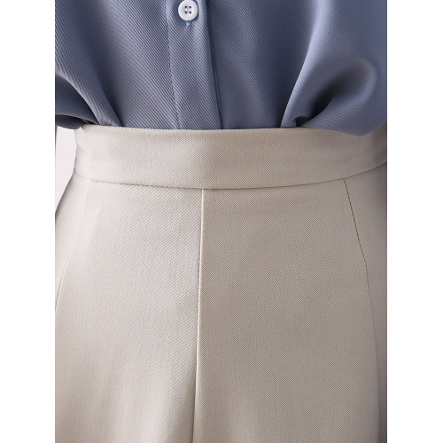 復古簡約高腰垂感西裝裙女2025春夏女裝寬鬆氣質小個子綠色半身裙