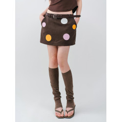 RINGRING polka dot mini skirt 撞色波點低腰短裙