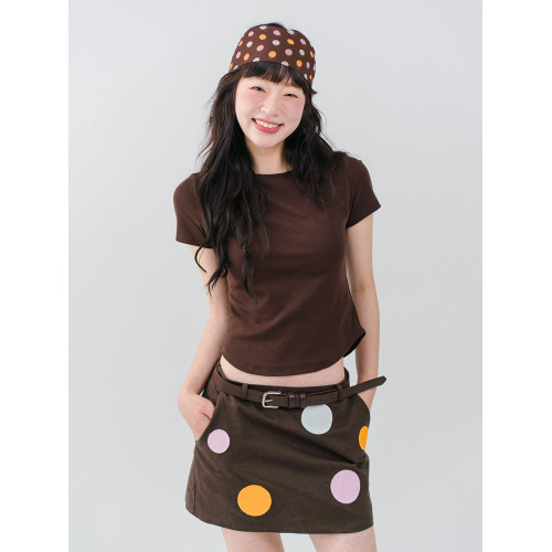 RINGRING polka dot mini skirt 撞色波點低腰短裙