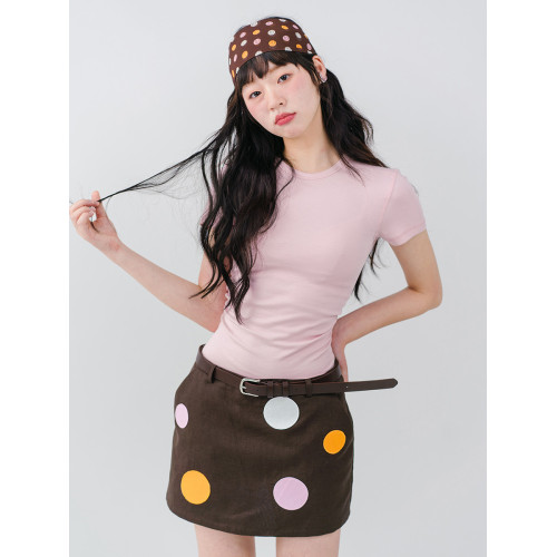 RINGRING polka dot mini skirt 撞色波點低腰短裙