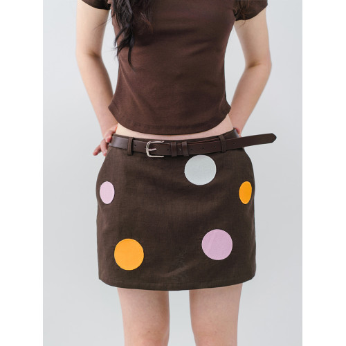 RINGRING polka dot mini skirt 撞色波點低腰短裙