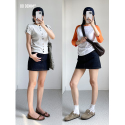 DD「Selvedge」不掉色日本赤耳原色牛仔直筒半身短裙子防走光內襯