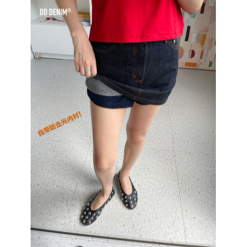 DD「Selvedge」不掉色日本赤耳原色牛仔直筒半身短裙子防走光內襯