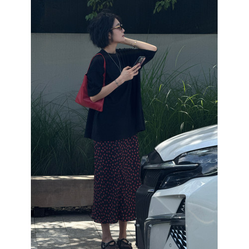 周浪清小個子氣質碎花半身裙女2025新款夏小個子松緊腰中長款裙子