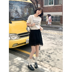 【微醺變奏】法兒家 韓系學院風白色花邊半裙2025新款時尚短裙