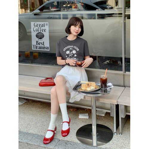 【微醺變奏】法兒家 韓系學院風白色花邊半裙2025新款時尚短裙