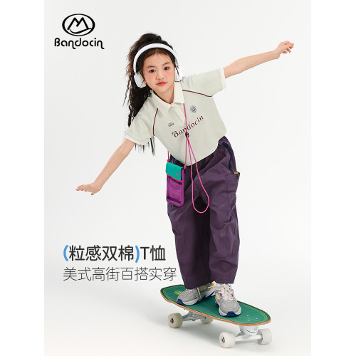 半度閒女童短袖polo衫夏裝洋氣中大童2025新款兒童夏季薄款運動t