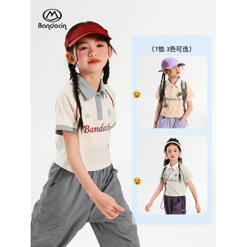 半度閒女童短袖polo衫夏裝洋氣中大童2025新款兒童夏季薄款運動t