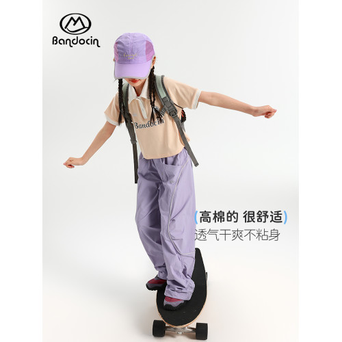半度閒女童短袖polo衫夏裝洋氣中大童2025新款兒童夏季薄款運動t