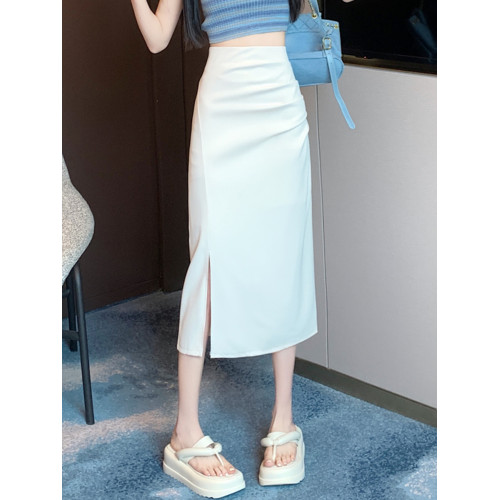 高腰開叉半身裙女春夏季設計感小衆裙子粉色半裙包臀中長款a字裙