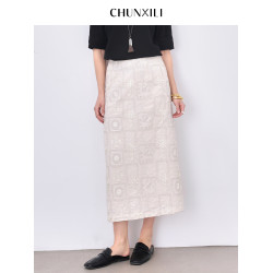 chunxili/春熙裡 夏季新品裙子重工雕花蕾絲設計感小衆包臀半身裙