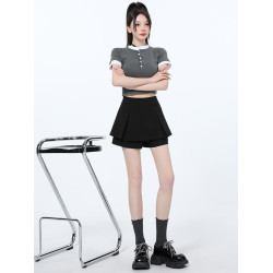 黑色百褶西裝短褲女2025春夏季新款爆款高腰顯瘦假兩件a字短裙褲