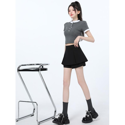 黑色百褶西裝短褲女2025春夏季新款爆款高腰顯瘦假兩件a字短裙褲