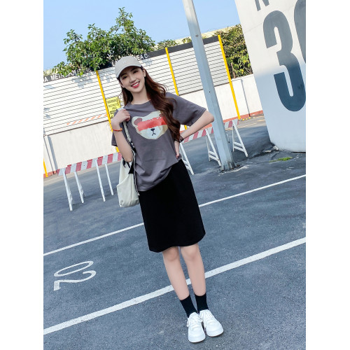 黑色半身裙女夏季薄款寬松大碼顯瘦百搭松緊腰休閒小個子直筒中裙