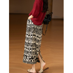 小耳出品 意奢の松弛【萊賽爾棉/乾爽/透氣】松緊拼色腰半身裙女