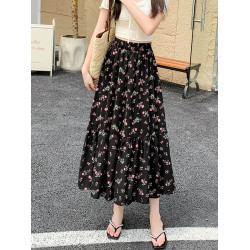 碎花半身長裙女夏季2025新款高腰顯瘦寬松遮胯a字裙子雪紡半身裙
