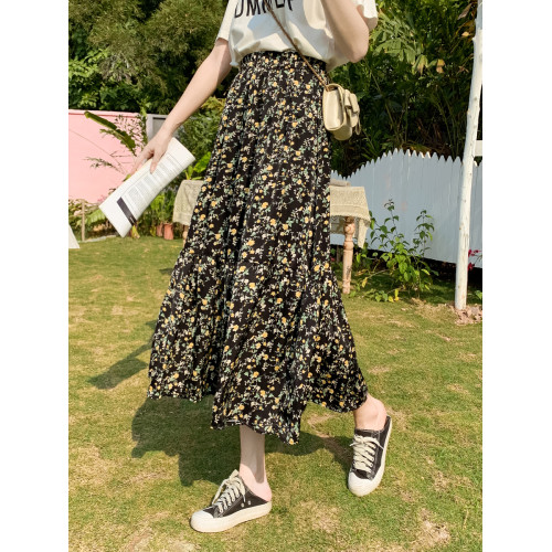 碎花半身長裙女夏季2025新款高腰顯瘦寬松遮胯a字裙子雪紡半身裙