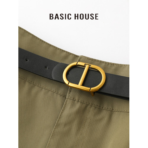 百家好/Basic House咖色包臀高腰口袋工裝裙短裙半身裙女短款裙子
