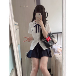 酒心奈奈熊 羽靈 jk襯衫短袖jk製服套裝學院風白襯衣收腰日系泰式