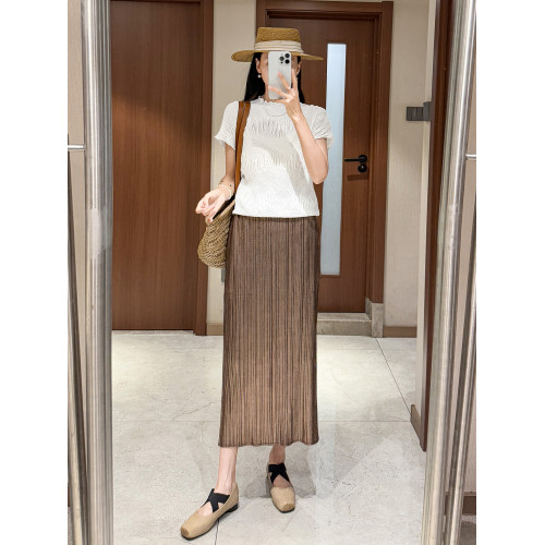 韓女士夏季高級感短袖黑色t恤褶皺半身裙子氣質穿搭一整套裝