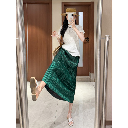 韓女士夏季高級感短袖黑色t恤褶皺半身裙子氣質穿搭一整套裝