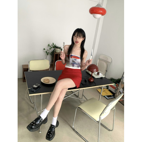 冷廠製造 泰蘭德校花\原創設計血漿紅夏日顯白戰裙防走光辣妹短裙