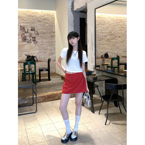冷廠製造 泰蘭德校花\原創設計血漿紅夏日顯白戰裙防走光辣妹短裙