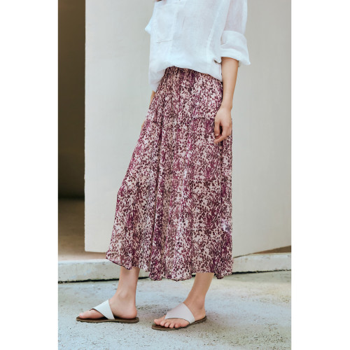 瑪氏嘉敏 新品 真絲印花半身裙 8片式優雅霛動飄逸感真絲裙652086