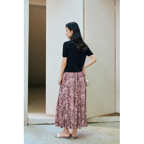 瑪氏嘉敏 新品 真絲印花半身裙 8片式優雅霛動飄逸感真絲裙652086